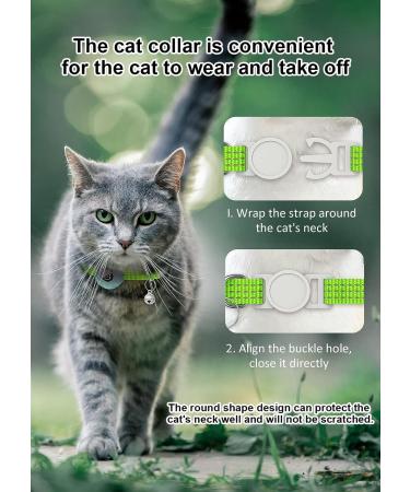 Reflective Airtag Cat Neck Band - Light Tracker Collars for Kittens & Young Cats with Bell | Green Design - Buy Online on GoSupps.com