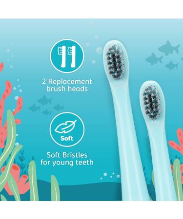 AquaSonic Kids Brush Head Replacement 2-Pack - Sonic Electric Toothbrush for Ages 3 and Up - Buy Online on GoSupps.com