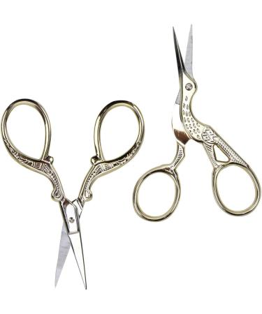 AQUEENLY Embroidery Scissors - Stainless Steel Sharp Stork Scissors for Sewing, Crafting, and Needlework - 2 Pcs Gold Small Shears (3.6 Inches) - Buy Online on GoSupps.com