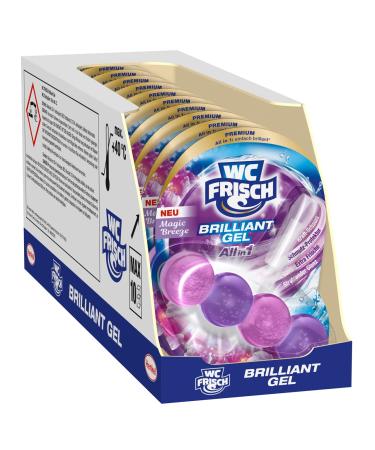 WC Frisch Brilliant Gel Magic Breeze (11 pieces) toilet cleaner & fragrant all in 1 formula with strength foam dirt protector extra fresh and brilliant gloss Magic Breeze 1 piece (11 Pack)