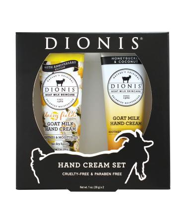 Dionis Goat Milk Skincare Field Of Flowers Hand Cream Gift Set - Daisy Fields & Honeysuckle & Coconut Scented Lotions To Soothe & Relieve Dry Hands - Deeply Moisturize & Restore Skin  2 1oz Tubes