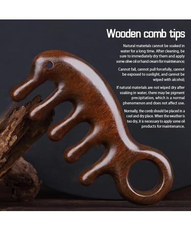 Ring Meridian Massage Comb - Natural Sandalwood Five-Tooth Wide Tooth Comb for Scalp Face & Body Massage | Acupressure Tool - Buy Online on GoSupps.com