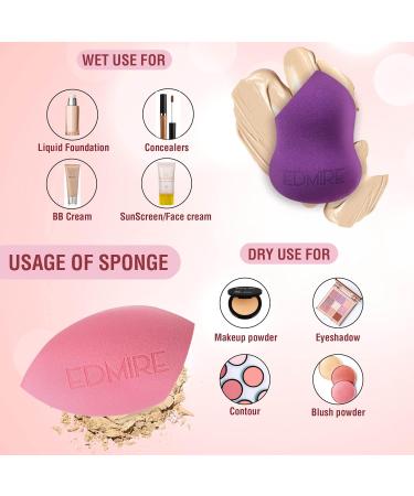 EDMIRE Makeup Sponges Pack of 2 Beauty Blender Sponges for Foundation Blending Make up Sponges for applying Liquid Foundation Powder Concealer Creams Contour Stick Highlighter or Eyeshadow make-up - Buy Online on GoSupps.com
