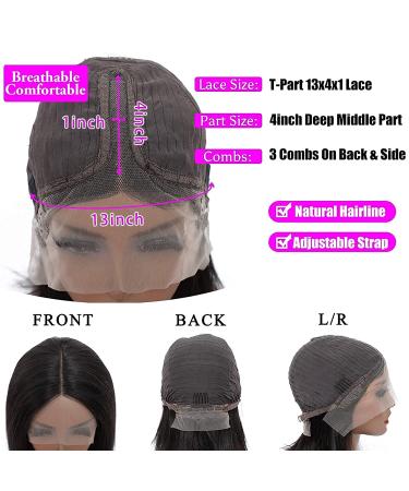 Brazilian Straight Bob Wig Human Hair 12 Inch | Middle Part Short Bob Lace Frontal Wig for Black Women - Natural Color - Pack of 1 - Buy Online on GoSupps.com
