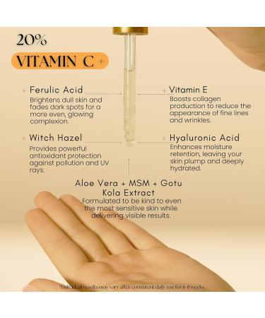 Glow Renewal 20% Vitamin C Serum - Brightening & Anti-Aging Face & Eye Formula with Hyaluronic Acid - Even Skin Tone Reduce Fine Lines & Dark Spots - 1 oz - Buy Online on GoSupps.com
