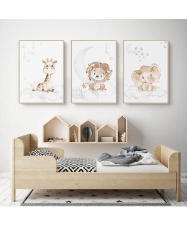 Exquleg 3 Set Nursery Posters - Cute Giraffe & Hare Animal Wall Art for Kids Room Decoration (30x40cm) - Unframed Baby Room Decor - Buy Online on GoSupps.com
