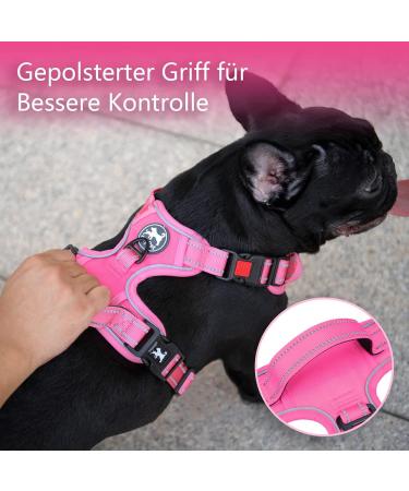 POPOT Reflective Dog Harness for Medium Dogs | Adjustable Softly Padded No-Choke Pet Vest with Control Handle (Pink Size M) - International Shipping Available - Buy Online on GoSupps.com