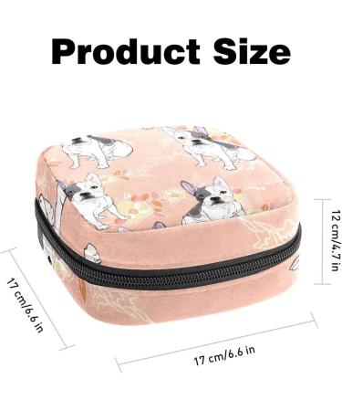 Women's Portable Period Kit - Black & White Pug Dog Flower Storage Pockets | Feminine Product Bag - Buy Online on GoSupps.com