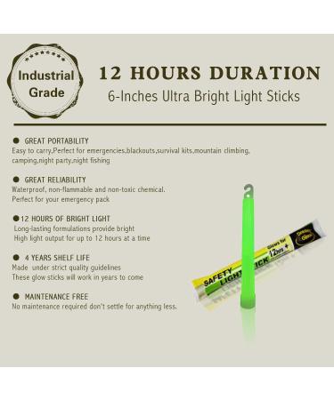 Industrial Grade Glow Sticks - Ultra Bright Emergency Light Sticks for Camping - 12-90PCS, 6 inches, Lasts Over 12 Hours - Hurricane & Earthquake Survival Kit Supplies - Multi Color - Buy Online on GoSupps.com