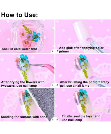 UNIME 16 Colors Dried Flowers for Nail Art | Mini Real Natural Flowers Nail Art Supplies | 3D Applique Decoration Sticker for Manicure (Mixed Gypsophila) - Buy Online on GoSupps.com
