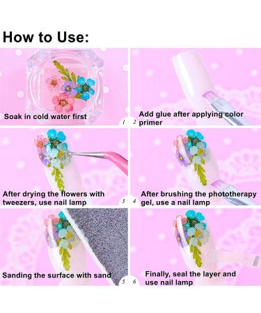 UNIME 24 Colors Nail Art Dried Flowers - Mini Real Natural 3D Applique Sticker for Manicure Decoration - Gypsophila Flowers Leaves - 2 Boxes - Buy Online on GoSupps.com