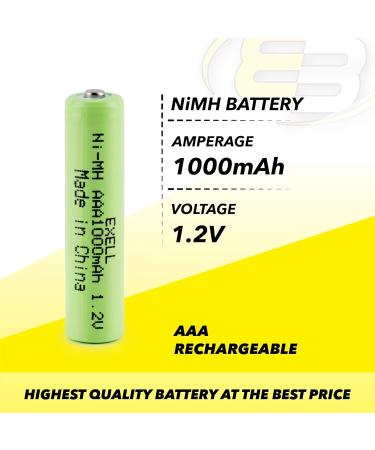 Exell 10-Pack AAA 1.2V NiMH Rechargeable Batteries - 1000mAh Button-Top for Electric Razors & Toothbrushes | International Shipping Available - Buy Online on GoSupps.com