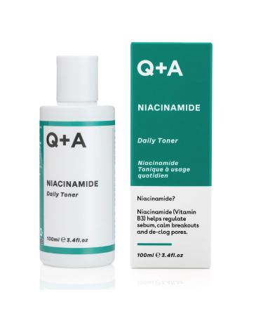 Q+A Niacinamide Daily Toner. A face toner to calm breakouts and de-clog pores. 100ml/3.4fl.oz