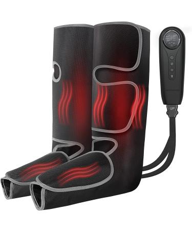 Medcursor Air Compression Leg Massager with Heat, Calf and Foot Massager for Circulation and Fatigue Relief, - 3 Modes, 3 Intensities, Grey