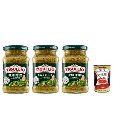 Star Tigullio GranPesto Alla Genovese Basil Sauces 190g + Italian Gourmet Polpa 400g Set of 3