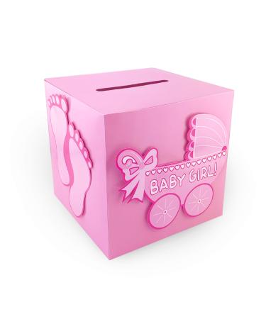 Tytroy Baby Shower Wishing Well Card Box Cute Decoration Rattle Pretty Keepsake Carriage (Pink)