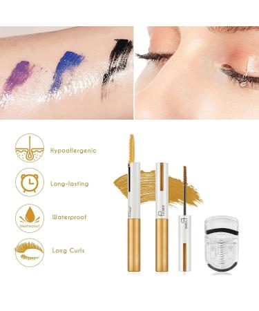 ASTARON Colored Mascara Set - Gold Mascara with Eyelash Curler | 5 Color Options | Lengthening, Defining, Volumizing | No Clumping | Lasting Eye Makeup for Party & Stage - Natural & Washable - Buy Online on GoSupps.com