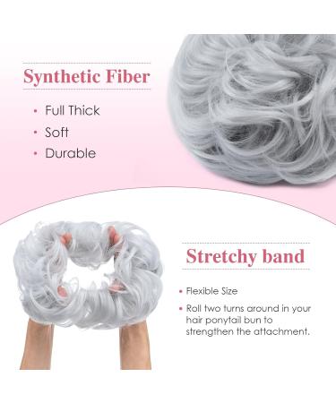 Buy Tess Hair Part with Rubber Band - 55g Silver Gray Synthetic Hair Extension for Large Buns | Haardutt Hair Tie for Women and Girls - Buy Online on GoSupps.com