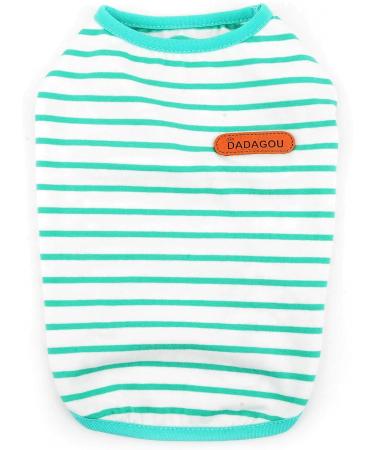 Zweitea Summer Dog Shirts for Small Dogs | Striped Breathable Cotton Tank Tops for Chihuahuas | Soft & Comfortable Pet Clothing | Medium Green - Buy Online on GoSupps.com