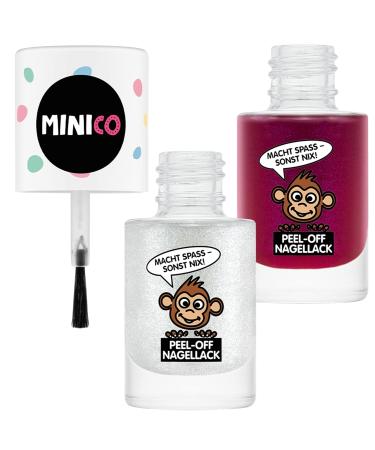 Minico Premium Kinder Nailack 2 Set - Glitzer & Pink Dermatologically Tested Vegan Sustainable Water-Based Peel-Off Nail Polish for Kids - 2 Pack - Buy Online on GoSupps.com