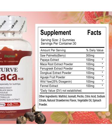 Wins Town Maca Plus Gummies 3000mg Gluteus Boost Vitamins Support Women's Extreme Curve Strawberry Flavor 60 Count - Buy Online on GoSupps.com