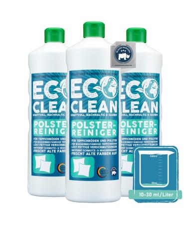 Eco Clean upholstered cleaner 3x1l set - highly effective sofa cleaner - material -gentle - reliable car seat cleaner - Upholstery foam antistatic 1 l (3 -pack)