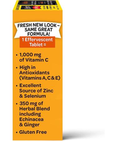 Airborne 1000mg Vitamin C with Zinc, Sugar-Free Immune Support Supplement - 30 Fizzy Tablets - Zesty Orange Flavor - Buy Online on GoSupps.com
