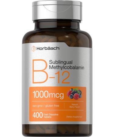 Vitamin B12 Sublingual 1000 mcg  400 Fast Dissolve Tablets  Methylcobalamin Supplement for Adults  Natural Berry Flavor  Vegan Vegetarian Non-GMO and Gluten Free  by Horbaach