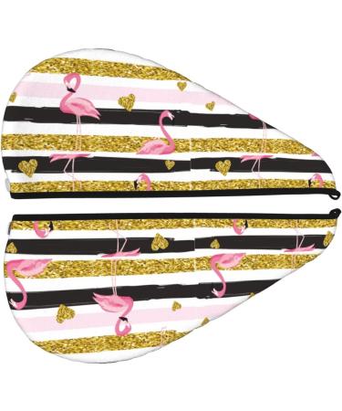 Gold Glittering Hearts & Flamingos Microfiber Hair Towel - Super Absorbent Coral Velvet Wrap for Long Curly & Thick Hair - Buy Online on GoSupps.com