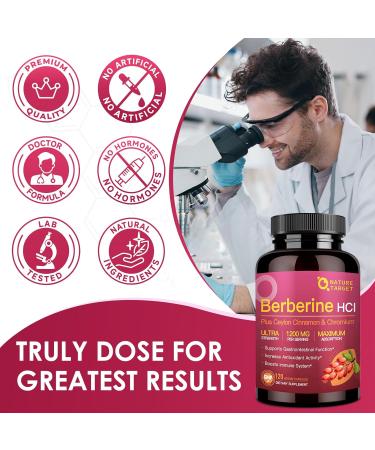 NATURE TARGET Berberine HCl 1200mg Berberine Supplement with Ceylon Cinnamon Chromium - Supports Immune Gastrointestinal & Digestive Health Non-GMO 120 Capsules 120 Count (Pack of 1) - Buy Online on GoSupps.com