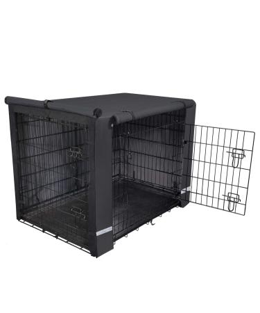 Yotache Dog Crate Cover for 48" Extra Large Double Door Wire Dog Cage, Lightweight 600D Polyester Indoor/Outdoor Durable Waterproof & Windproof Pet Kennel Covers with Reflective Strip, Black 48 Inch (48"L x 30"W x 33"H)