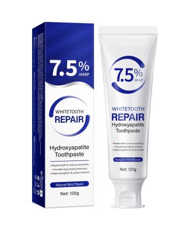 Hydroxyapatite Toothpaste 7.5% Hydroxyapatite Toothpastes for Enamel Protection and Tooth Strengthening Gentle Mint Fresh Breath Daily Use for Oral Health 120g