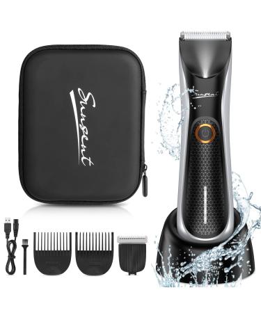 Body Hair Trimmer for Men, Electric Ball Shaver Groomer with LED Light, SkinSafe Guard, Waterproof, Rechargeable - Wet/Dry Privates Groomer - Male Groin Hair Trimming Hygiene Razor