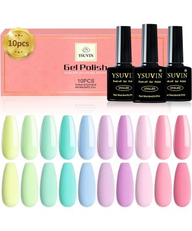 Yueshop Pastel Gel Nail Polish Kit - 10PCS 8ml Macaron Candy Colors for Summer DIY Manicure - Buy Online on GoSupps.com