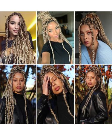 5 Packs 22 Inch Ombre Blonde Pretwisted Passion Twist Crochet Hair - T27/613 | Long Pre-Looped Bohemian Curly Braiding Extensions - 115g/15strands/pack - Buy Online on GoSupps.com