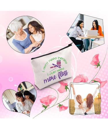 Cross Stitch Lovers Gift - I Don't Need Therapy I Just Need More Floss Zippered Pouch Makeup Bag in Beige - Perfect for Crafters & Sewists - Buy Online on GoSupps.com