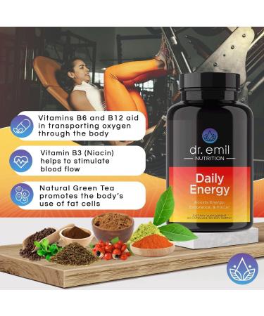 Buy DR. EMIL NUTRITION Daily Energy Supplement - Sugar Free Energy Pills with 160mg Caffeine Guarana L-Taurine & L-Theanine - Boost Energy & Focus - 60 Count - Buy Online on GoSupps.com