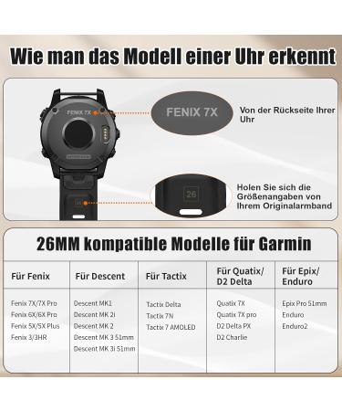 Notocity QuickFit 26mm Bracelet for Garmin Fenix 6X 5X 3 7X Pro Enduro & Descent MK1 - Durable Black Nylon Band - Buy Online on GoSupps.com