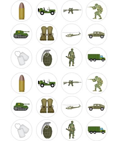 army unframed 24 edible kids childrens party decorations Wafer Paper Cupcake Topper Cake - Buy Online on GoSupps.com