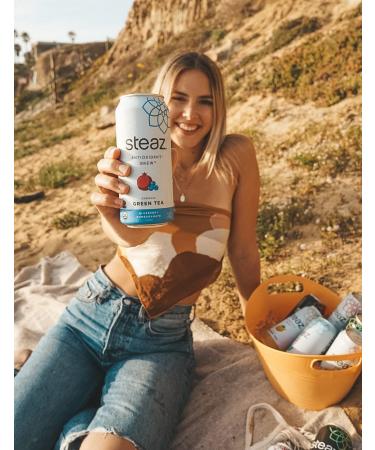 Steaz Organic Blueberry Pomegranate Iced Green Tea - 16oz, Pack of 12 | Antioxidant Brew - Buy Online on GoSupps.com