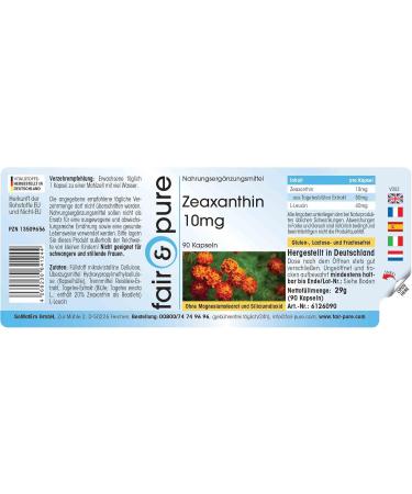 SoMatEm Fair & Pure Zeaxanthin 10mg from 50mg marigold flower extract natural vegan without magnesium stearate 90 zeaxanthin capsules - Buy Online on GoSupps.com