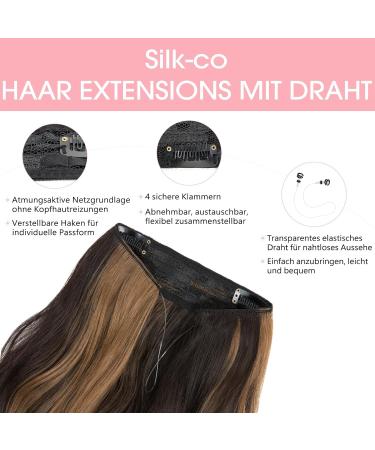 Silk-Co Adjustable Synthetic Hair Extensions with Rubber Band & Clips - 60cm Long Brown Highlights for Women - Buy Online on GoSupps.com