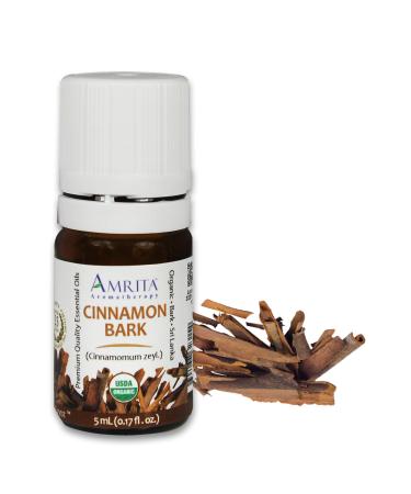 Organic Cinnamon bark Essential Oil 100% Pure Undiluted Cinnamomum zeyl Therapeutic Grade Premium Quality Aromatherapy Oil Tested & Verified 5ML 0.17 Fl. Oz 0.17 Fl Oz (Pack of 1)