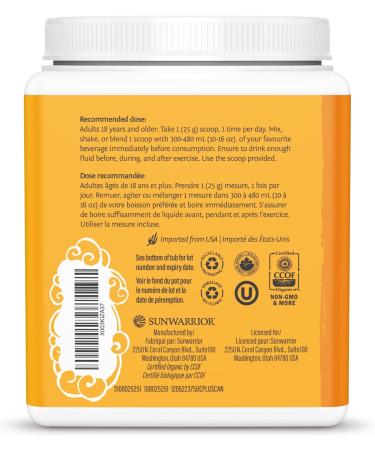 Vegan Organic Protein Powder Plant-based | 5 Superfood Quinoa Chia Seed Soy Free Dairy Free Gluten Free Synthetic Free NON-GMO | Unflavored 15 Servings | Classic Plus by Sunwarrior - Buy Online on GoSupps.com