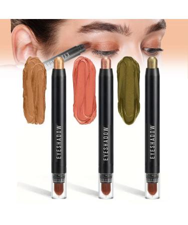 3PCS Eyeshadow Stick Set 2024 New Waterproof Eyeshadow Pen Eyeshadow Shimmer Stick Long Lasting Eye Shadow Stick Make Up Eyeshadow Matte Cream Eyeshadow Stick(Colourful-A)