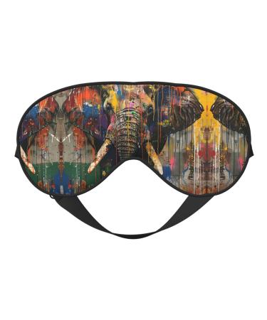 SSIMOO Elephant Print Ultra-Soft Light-Blocking Eye Mask for Optimal Comfort and Restful Sleep Black