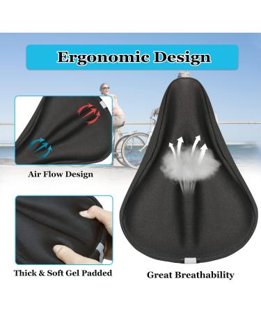 Geronmine Gel Bike Seat Cover - Comfortable Padded Bicycle Saddle Cushion for Men & Women - Ideal for Spin, Indoor & Outdoor Cycling - Black - Buy Online on GoSupps.com