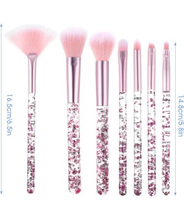 WLLHYF 7 Pack Makeup Brush Set Stylish Glitter Cosmetics Brushes Kit Professional Blending Brush with Crystal Sequins Handle for Eye Shadow Eyeliner Foundation Powder Concealer Blush Lip Women (Pink) - Buy Online on GoSupps.com