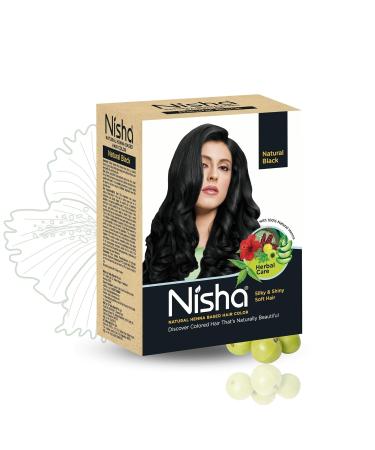 Buy Nisha Natural Henna Based Hair Color - Permanent Black Hair Dye for 100% Grey Coverage | Premium 2.12 oz - Buy Online on GoSupps.com