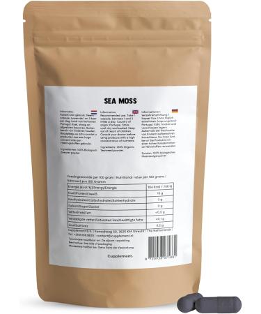Cupplement 60 Seamoss Capsules Organic - 500 MG Capsule - Superfood - Supplements - Nutrition - Gel Powder Gummies Irish Moss - Seafoam - Minerals - Seaweed - Seamoss - Marine - Buy Online on GoSupps.com